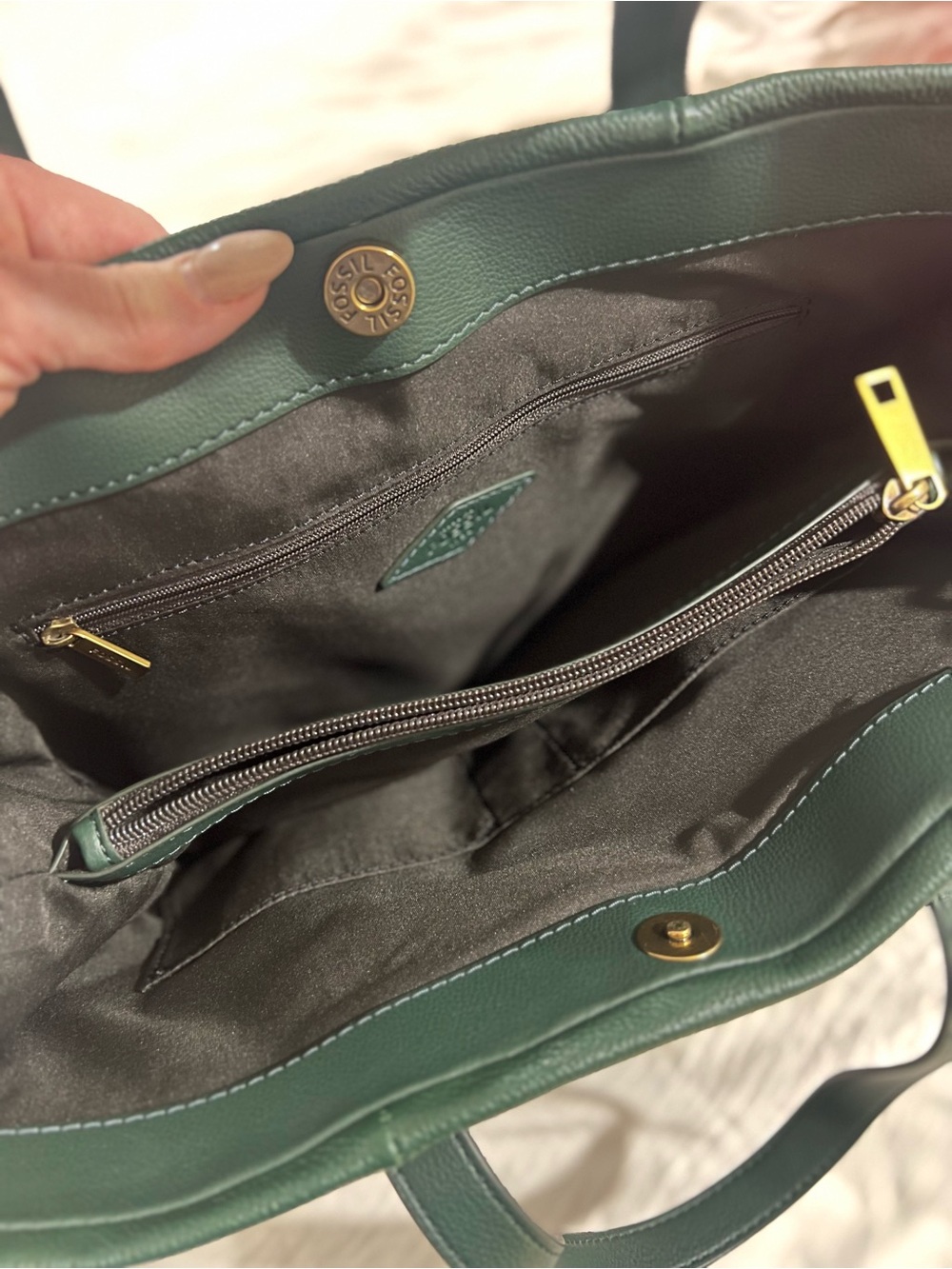 Fossil Pine Green Kingston Satchel - Picture 6 of 6